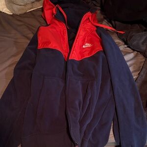Nike Navy and Red Full-Zip Hoodie